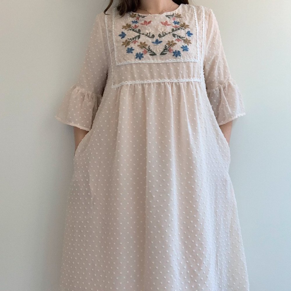 Piper & Scoot Bohemian Floral Midi Dress (S) - image 1